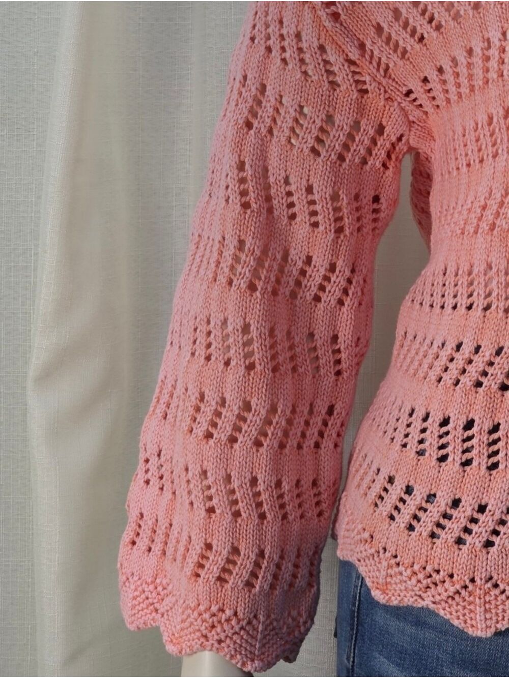 Dex Washed Apricot Crochet Knit Sweater 1X NWT Coastal Boho Cotton - Picture 6 of 10